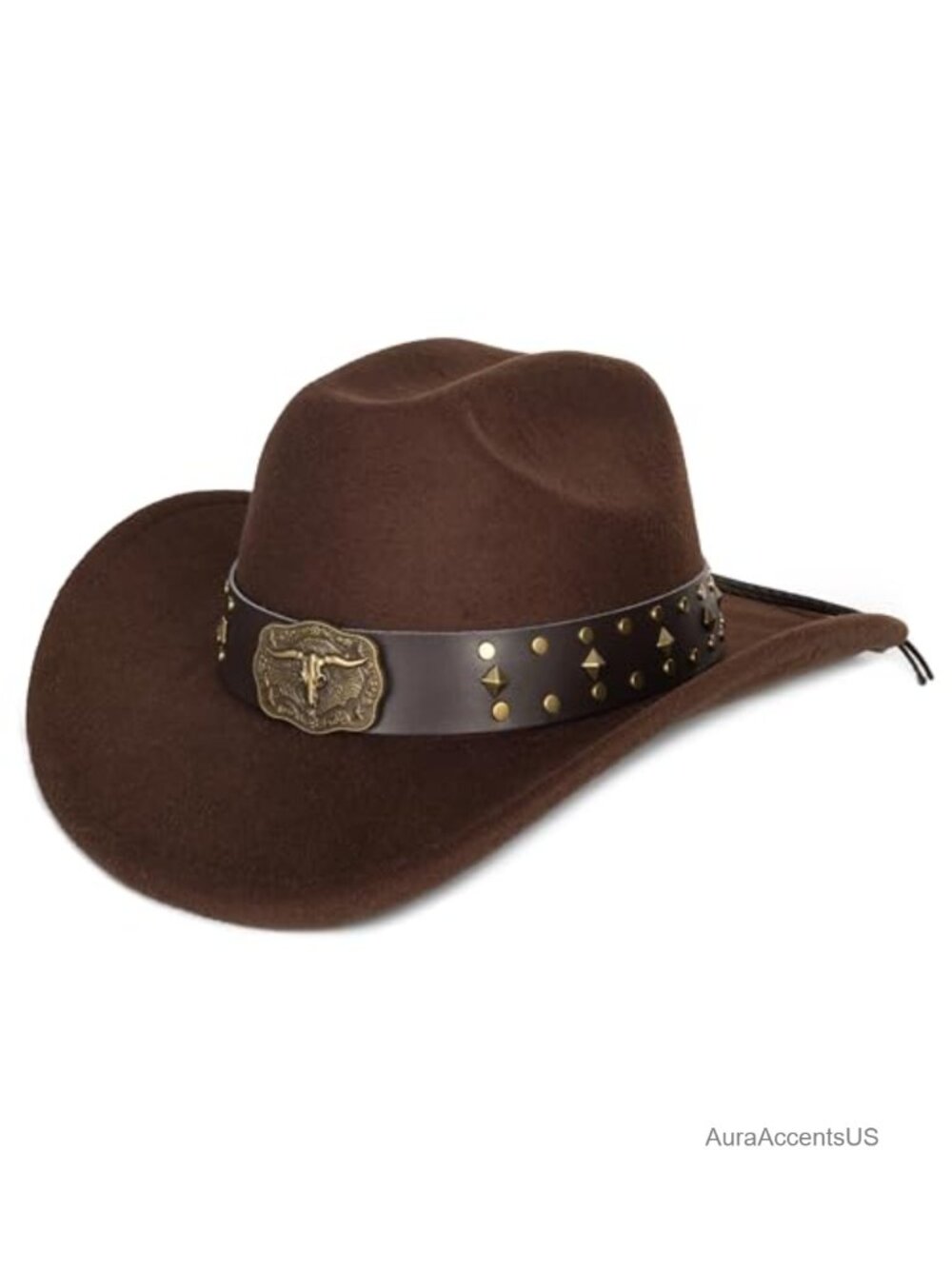 Western Cowboy Hat Studded Pinched Wide Brim Fedora